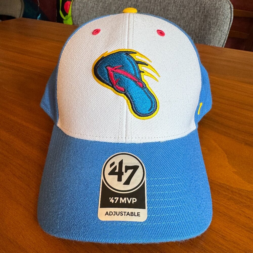 Flying Chanclas Minor League Baseball 47 Brand Adjustable Hat White Blue OSFA